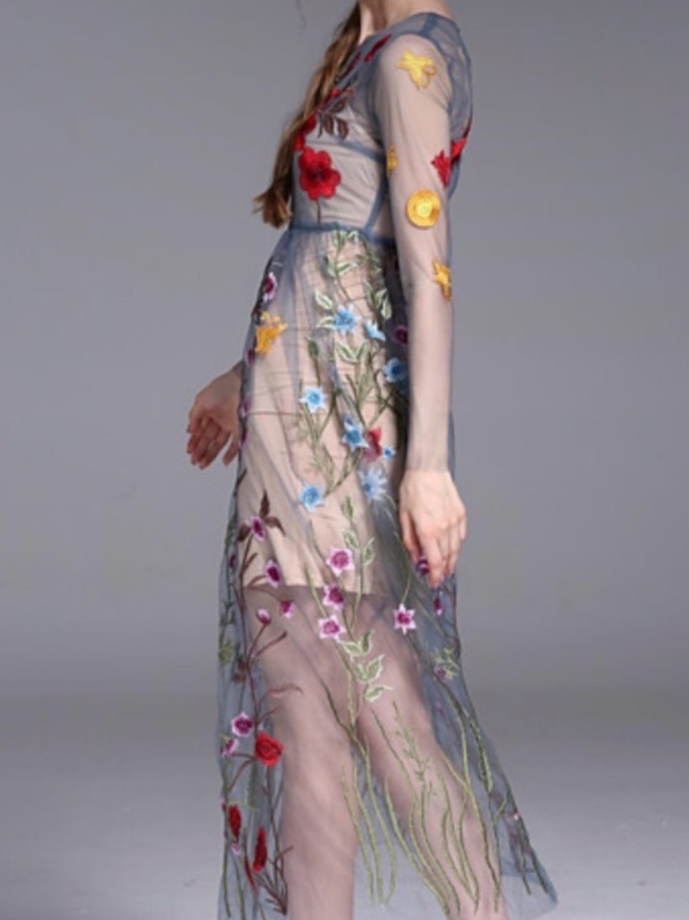 Blueoxy embroidered sheer floral dress size M/L - Picture 4 of 16
